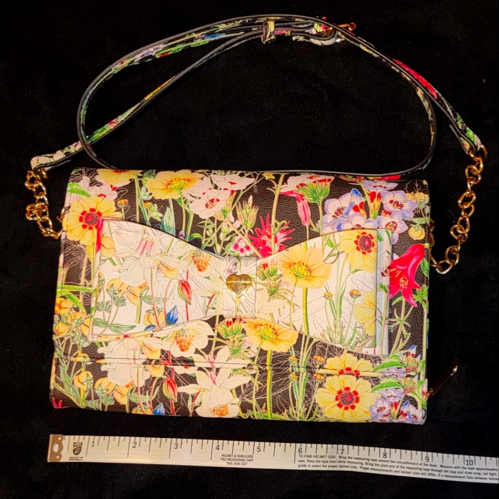 NEW without tags Betsey Johnson floral leather over the shoulder crossbody purse